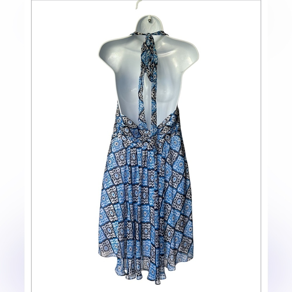Milly silk halter dress blue floral backless excellent Size 8 - Picture 3 of 10